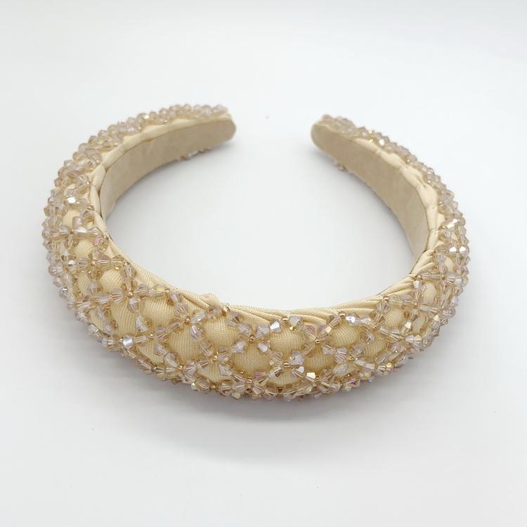 3cm Width Crystal Luxury Girl's Handmade Beaded Hairband Braided Rhinestone Bead Headband