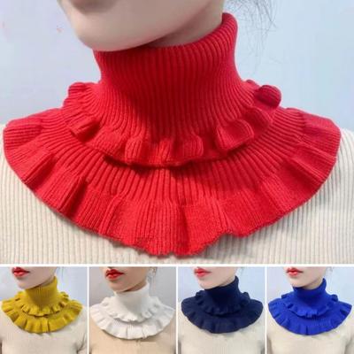 Women Fake Collar Double-Layered Ruffle Trim Autumn Winter False Collar Solid Color Detachable Collar Shirt Accessory