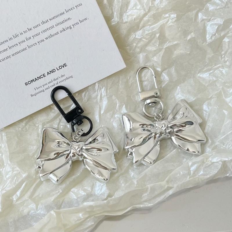 Metal Bowknot Charm Keychains Sweet Cool Pendant Hanging Ornament Keyring Backpack Decoration Jewelry for Women Girls