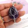Handmade Copper Wire Wound Natural Crystal Amethyst Water Drop Bracelet Bracelet Bracelet Rough Stone Crystal Bracelet B25