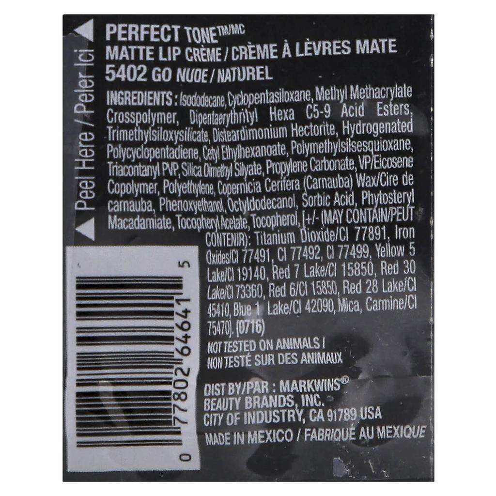 Perfect Tone, Matte Lip Cream, 5402 High Nude, 5.1 Ml (0.17 Fl Oz)