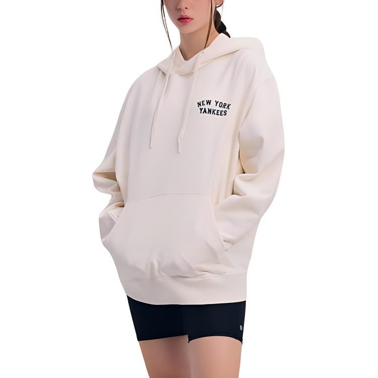 MLB SS24 New York Yankees Small Logo Embroidered Letter Hoodie Unisex Hoodies Cream 3AHDB1141-50CRS