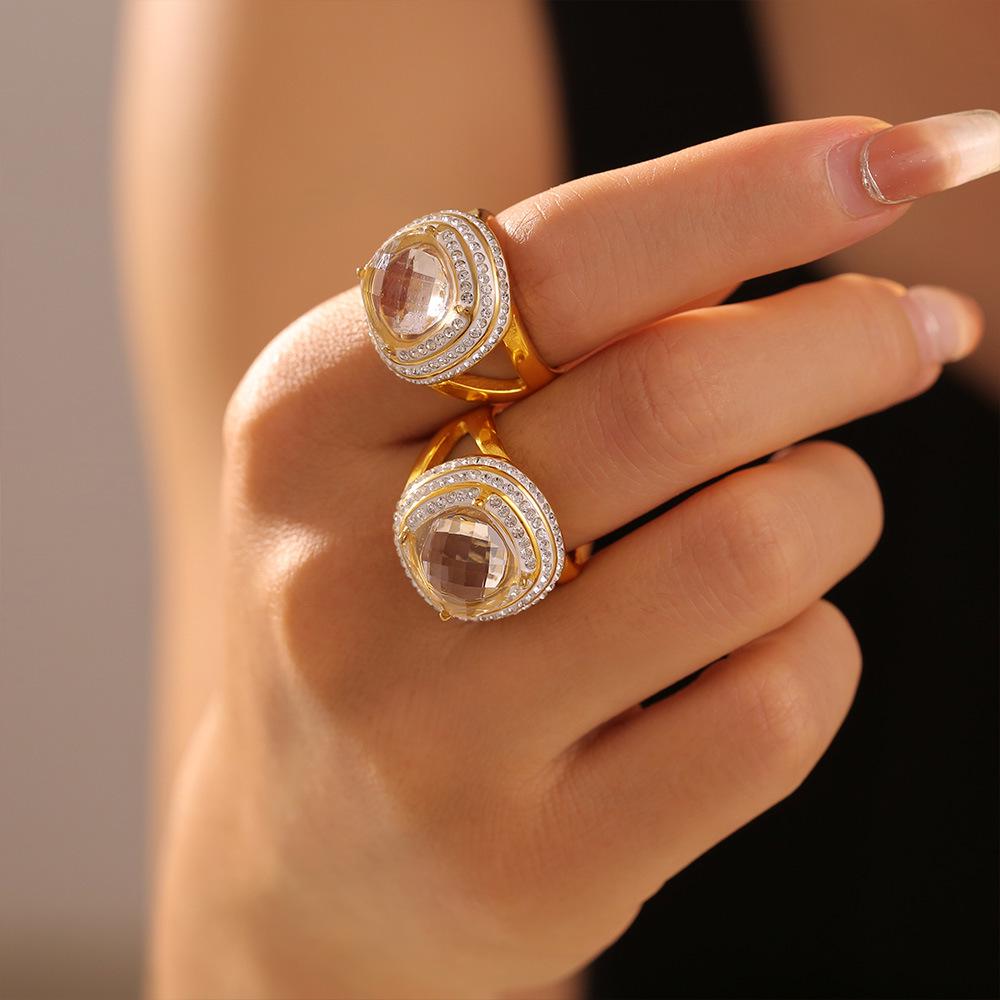 18k Gold-Plated Geometric Zircon Multi-layer Ring for Women