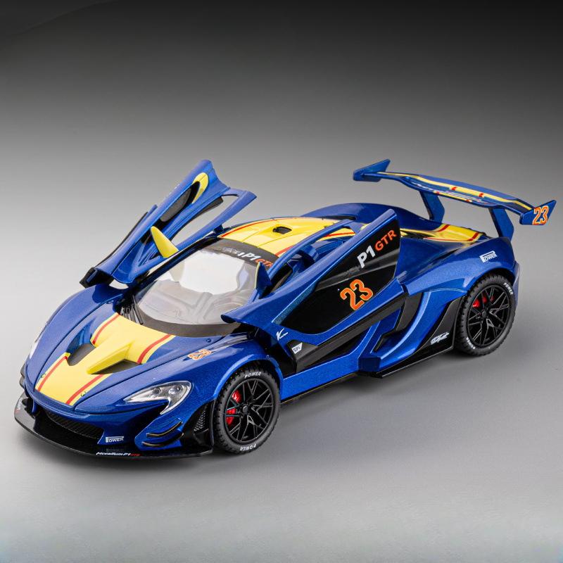 1/22 McLaren P1 GTR Modelo Coches Juguete Aleación Fundición a Presión Coche Deportivo 3 Puertas Que Se Pueden Abrir Sonido Luz Retroceso Modelo Decoración Festival Regalo