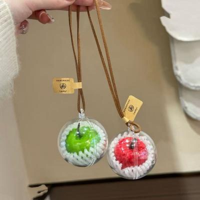 Keychain Pendant Fruit Shaped Bag Charm Keychain Simulation Fruit Pendant Symbolizing Safety Car Decoration