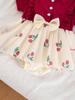 Abito Principessa con Stampa Ciliegie Rosse con Accessori per Capelli a Fiocco per Bambini