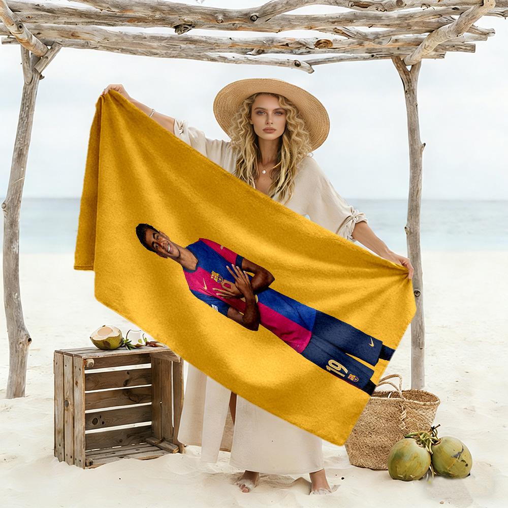 Lamine Yamal Brazilian Footballer Trophy Beach Towel High Absorbency & Quick-Dry Comfortable Lightweight