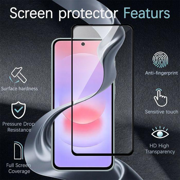 3x Full Tempered Glass for Samsung Galaxy A37 5G - Protection with Black Anti-Scratch Edge
