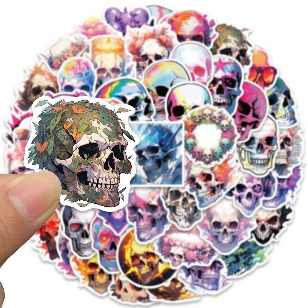 50/100PCS Laser Retro Horror Skull Graffiti Stickers Luggage Guitar Skateboard Cartoon DIY Stickers