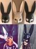 1Pc Rabbit Glossy Mask Black and White Nightclub Masquerade Halloween Party Dress Up Mask
