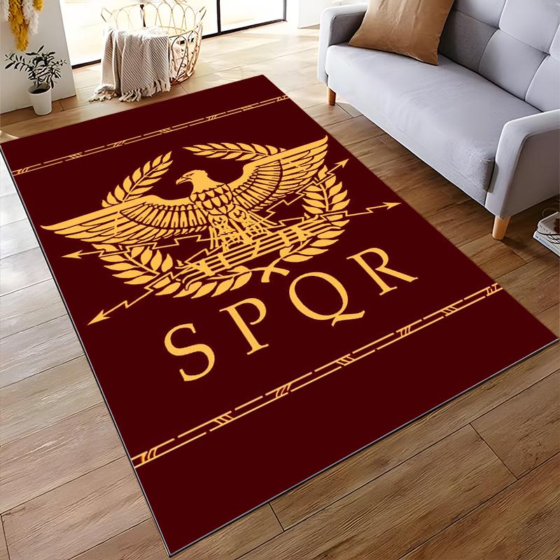 Roman Eagle SPQR Emblem Design Rug Non-slip Rug Suitable for Living Room and Bedroom Sofas