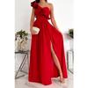 Women's One Shoulder Ruffle Maxi Dress A-Line High Waist Side Slit Solid Formal Evening Party Long Dress