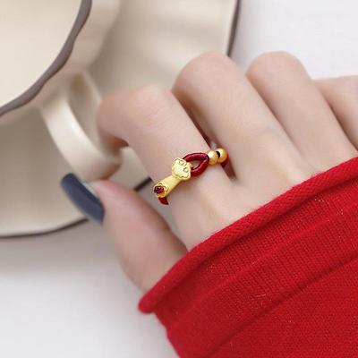 Bague Nœud Ruyi Or Premium: Bijoux pour femmes Style chinois Vintage Luxe Léger