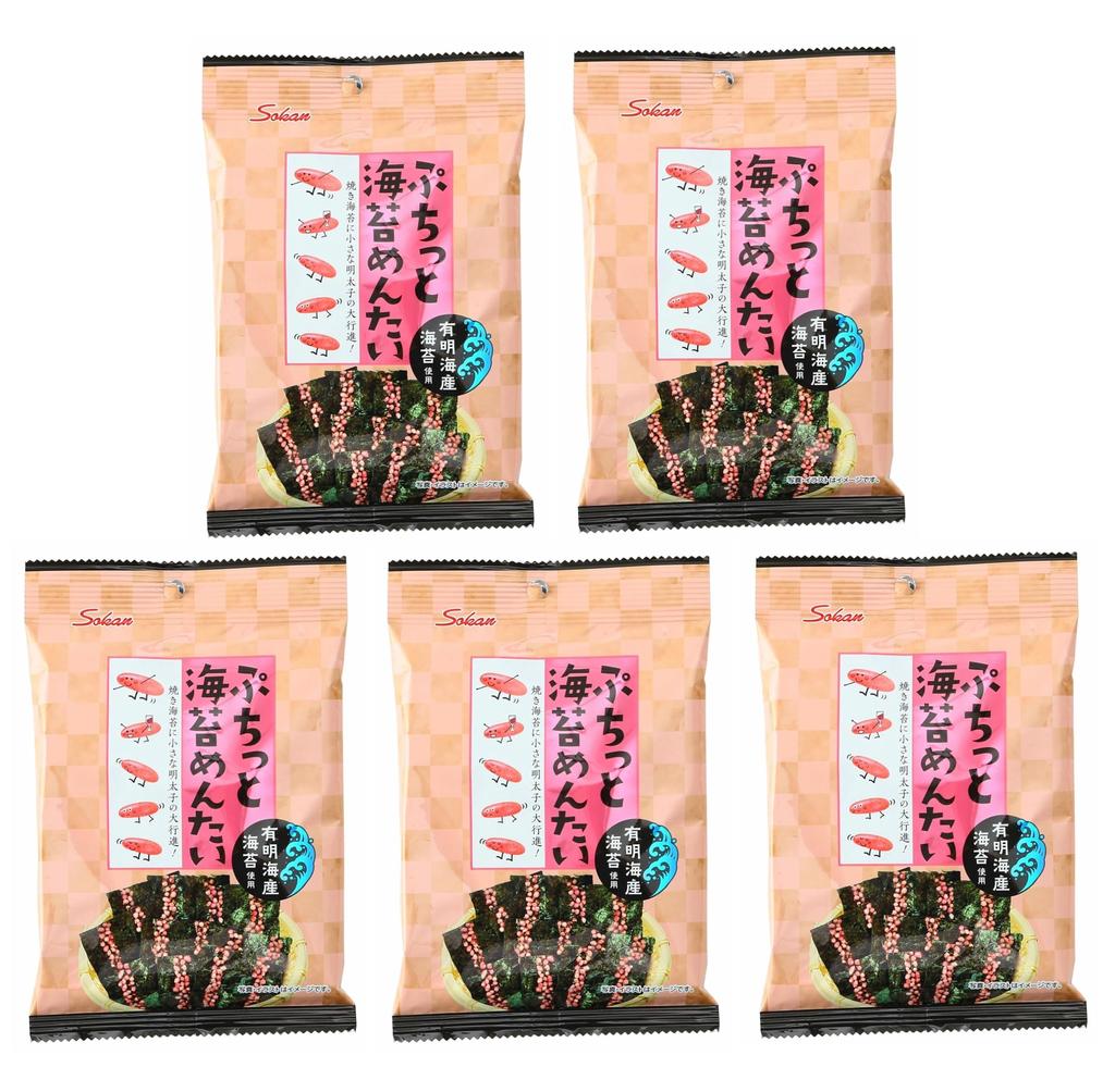 Sokan Puchitto Mentaiko X Crispy and Mentaiko Seaweed, 8.5g Bag, Crunchy,
