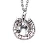 Horseshoe Charm Necklace  Animal Pendant For Horse Lovers Cowboy Western Jewelry 43cm Chain