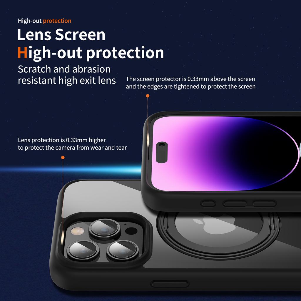 Magnetyczny stojak jest odpowiedni dla Apple 15 Pełne pokrycie Odporny na upadki Iphone14promax Wysoka przezroczystość 13 Etui na telefon