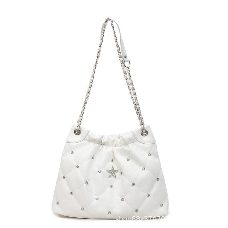 Fashion bright diamond tote shoulder bag women's 2025 new large-capacity diamond chain underarm bag casual messenger bag