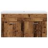 Washbasin Cabinet with Built In Basin Rustic Wood Effect