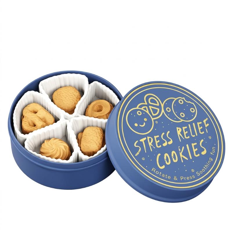 Portable Cookies Box Decompression Toy Built-in Keyboard Shaft Biscuit Button Sensory Fidget Toy for Autism Kids Anxiety Relief