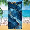 1pc Microfiber Large Beach Towel - Quick-Dry, Lightweight, Absorbent, Oversized, Marble Design with Golden Accents, Perfect for