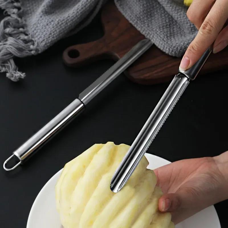 Stainless Steel Pineapple Apple Pear Corer Non-slip Long Strip Fruit Peeler Kitchen Shovel Slicers Pineapple Dig 4