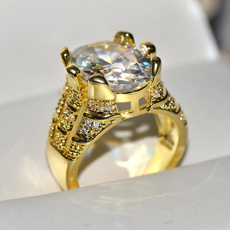 

Traditional Domineering Men s Gold Hip Hop Zircon Ring Azure Ivory Purple Diamond Ladies Ring Engagement Event Adornments 8