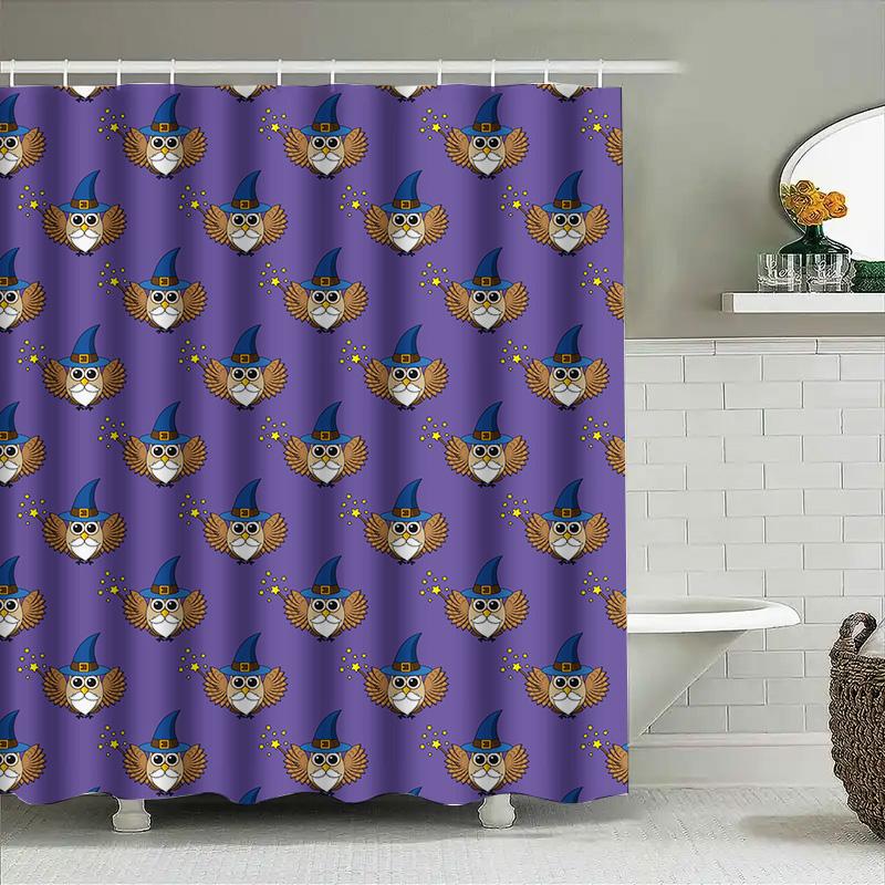 Purple Magic Owl Printed Shower Curtain Waterproof Bath Decorations For Home Living Room Bathroom