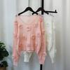 Heavy Industry Three-dimensional Flower Knitted Sweater Top Autumn New Thin Loose Sweet Gentle Sweater Pullover Woman