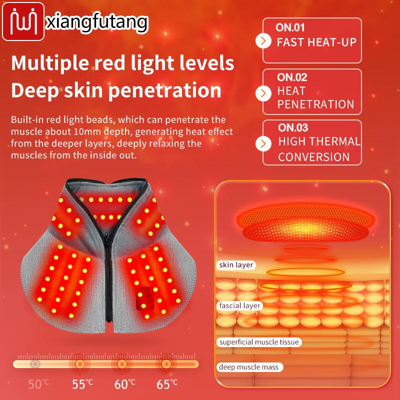 Red Light Bead Heated Neck Gaiter Relieves Cervical Soreness Discomfort Shoulder Muscle Stiffness Suitable For Neck Massager