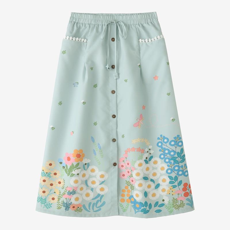 ZANZEA Women Loose Elastic Waist Casual Floral Print Skirts
