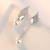 Womens Korean Fashion Elegant Anti-allergy 925 Silver Plated Zircon Crystal Asymmetric Long Ear Stud Earrings Female Jewelry Gifts