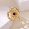 Gold Color Stainless Steel Geometric Rings For Women Zircon Star & Moon Open Ring Fashion Aesthetic Jewelry Wedding Gift