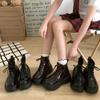 Туфли Лолиты Женские Низкие Туфли Ботинки-Женские Ботильоны Женские Рок Осень Верховая езда Кожа Ретро Мотоциклетные ботинки Лакированные Ботинки для верховой езды