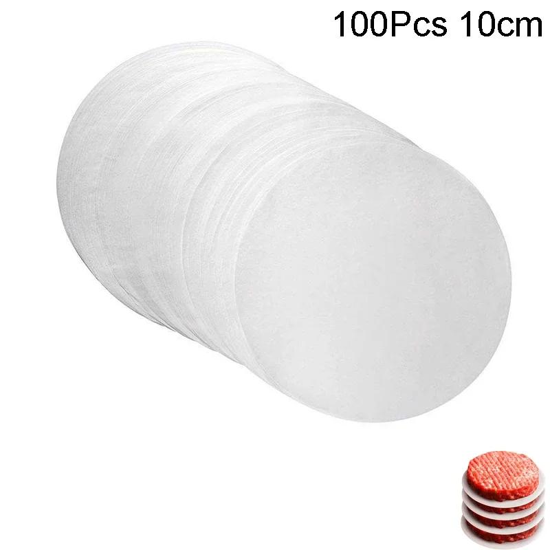 100pcs 10/11/15cm Hamburger Patty Paper-Wax Papers To Separate Frozen Pressed Patties Meat Paper Anti-stick Spacer Pad Kitchen