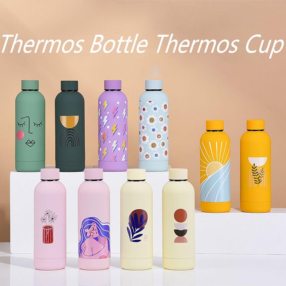 

Термобутылка с цветочным принтом, широкая горловина, вакуумная кружка, чашка для питья, подарки для студентов