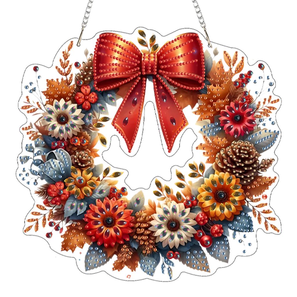 Diamond Painting DIY Pendant Kit 2D Autumn Single Side 9.65x9.45in PET Metal Hanging Chain Drill Tools Full Set