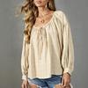 Women's Casual Color Crewneck Long Sleeve Top with for Everyday Wear