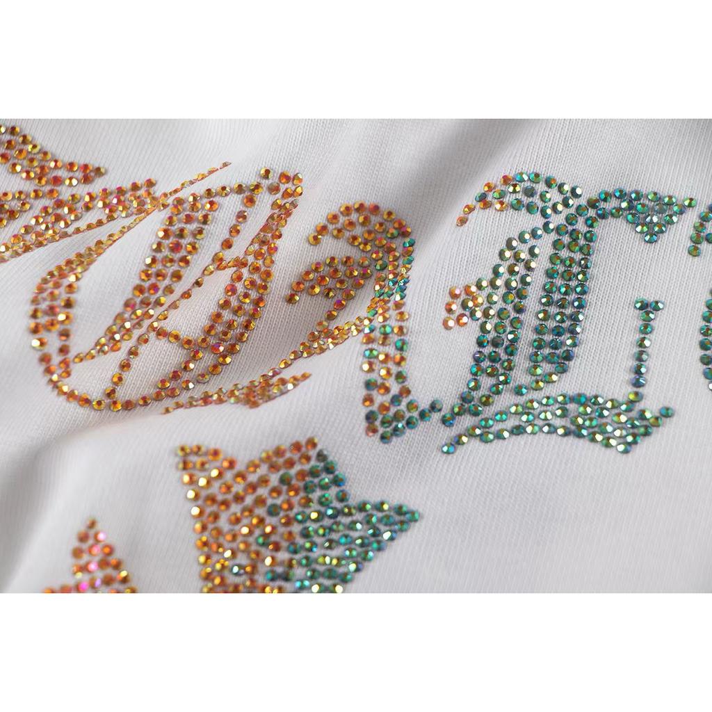 CHROME HEARTS 2025 Summer New High Quality Cotton Round Neck Loose Large Size T-shirt Set with Diamonds Couple T-shirt