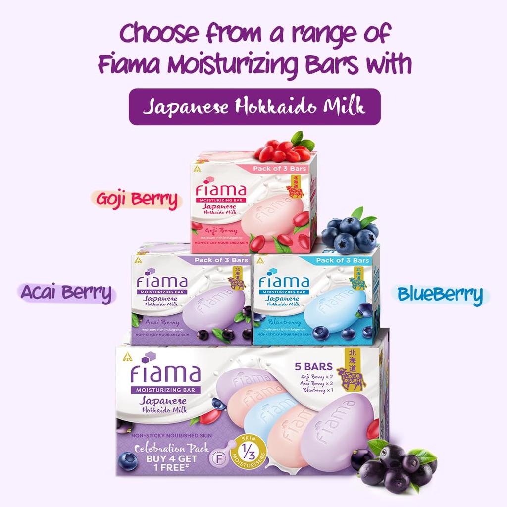 Fiama Moisturizing Soap Bars Celebration Pack 125g X5 Japanese Hokkaido Milk Berries Hydrating Skin Care Gift Set