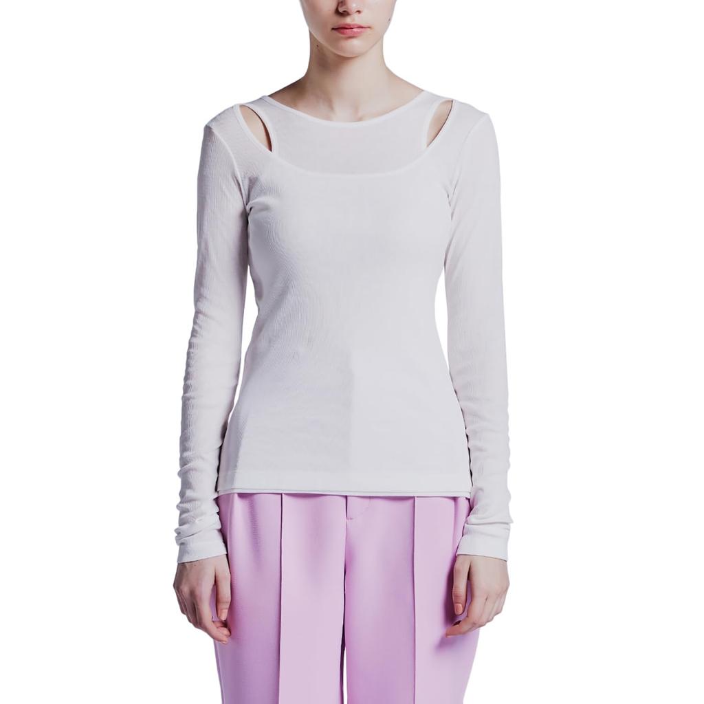 Double Standard Clothing ESSENTIAL Cutout Rib Top, 2508-000-241, Women's, Off-White