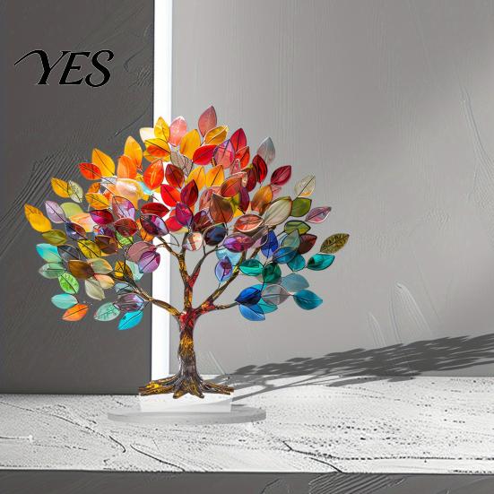 Transparent Acrylic Ornament Tree of Life Desktop Ornament, Colorful Tabletop Decoration, Creative Art Compact Desk Decor Statue for Home Table