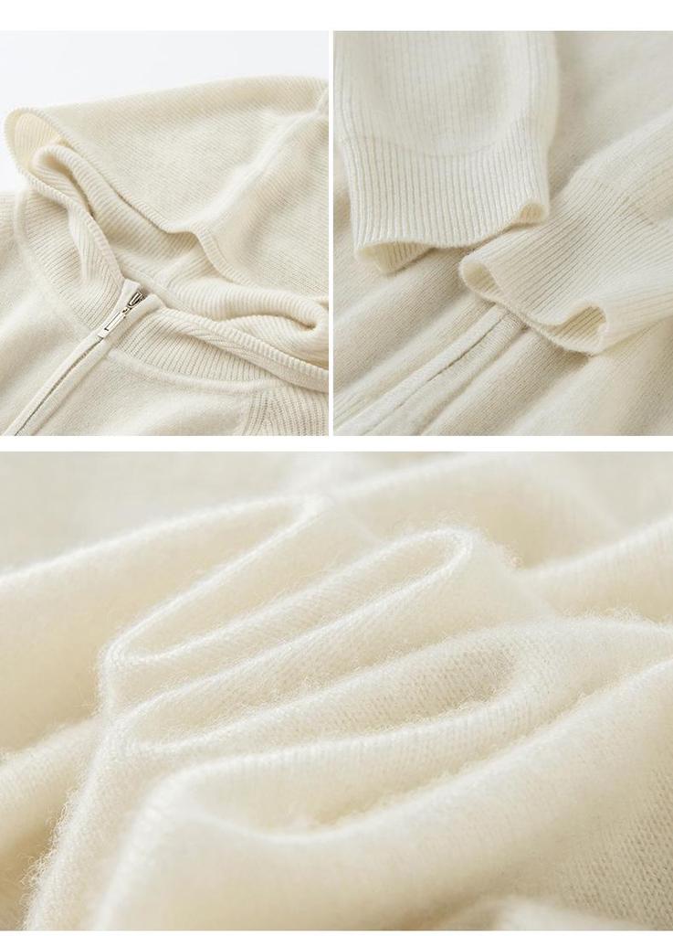 Women's 12-Gauge Pure Cashmere Hooded Cardigan Coat