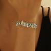 Women Bangle Faux Crystal Polished Contrast Color Alloy Symmetric Shopping Work Party Dating Wrist Bracelet Lady Jewelry