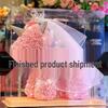 Qixi Unicorn Rose Preserved Flower & Teddy Bear Gift Set for Girlfriend or Kids
