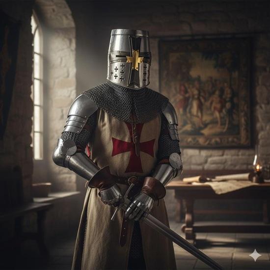 Handmade Crusader Templar Helmet with Golden Brass Cross, Wearable Medieval Knight Helmet for Halloween, SCA, Cosplay and Collectors' Gift