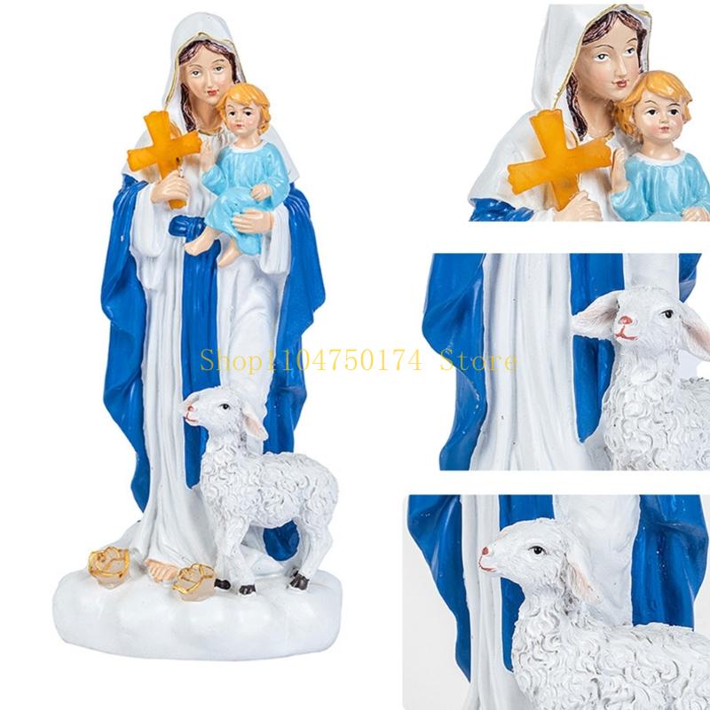 

Spiritual Resins Solar Holy Mother Figurine with LED Light Home Garden Ornament top sale China Mainland