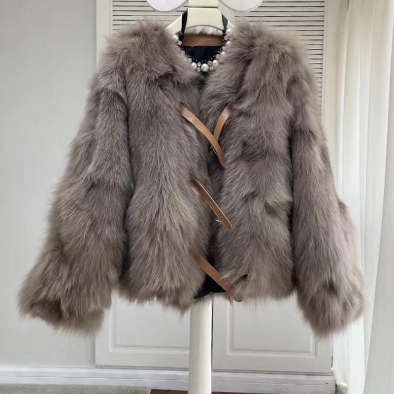 

Цяньцзинь ветровка женская осень-зима новая имитация лисьего меха короткий хлопковый теплый топ хлопковая одежда тренд 3XL [125-67.5 kg] темно-коричневого