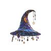 Halloween 2D Acrylic Witch Hat Hanging Decoration With Moon And Star Dangles, Window Ornament