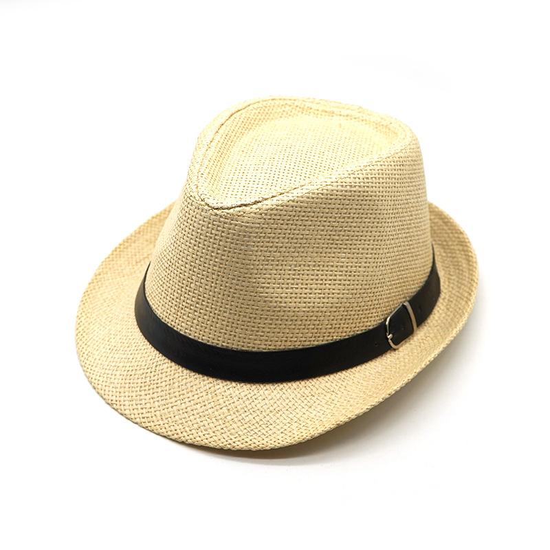 Британский ретро-стиль Соломенный Пояс Шляпа-Панама Ручная Работа Короткие Поля Загнутые Голая Джазовая Цилиндр Высокий Цилиндр One size бежевый