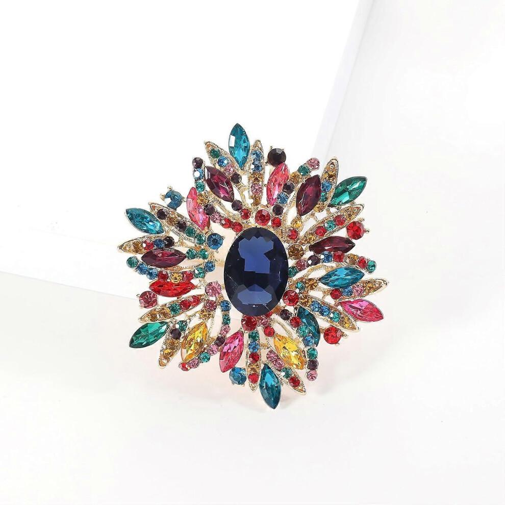 Sunflower Crystal Brooch Pin Rhinestone Scarf Decoration Corsage for Women and , Big Heavy Cloth Pin